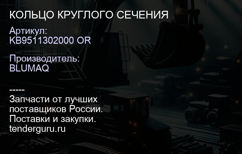 KB9511302000 OR КОЛЬЦО КРУГЛОГО СЕЧЕНИЯ | купить запчасти